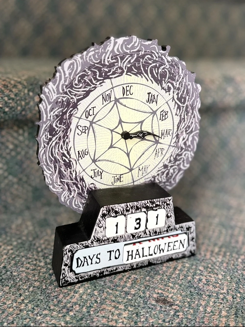 Disney Halloween Countdown Perpetual Calendar Clock - Black & Cream
